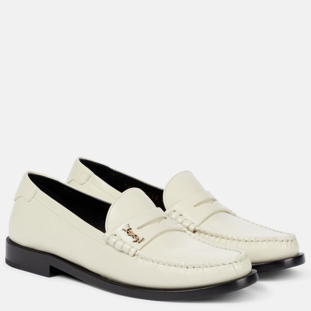 YSL Saint Laurent Cream leather Le Loafer 37.5 US 7/7.5 Excellent Condition